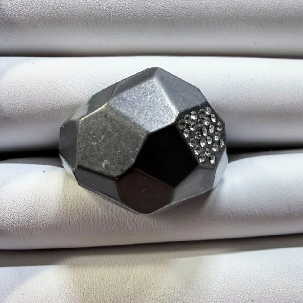 Lia Sophia Kiam Family Gunmetal Faceted Statement Ring